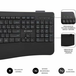 Subblim SUBKBC-DCOPW2 Teclado y Ratón Combo Dual Prowave Office Ergonómicos Inalámbricos Bluetooth 5.3 USB Recargables Teclas Silenciosas Negro
