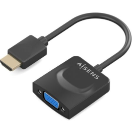 Aisens A122-0947 Conversor HDMI Macho a SVGA Hembra Negro 15cm Soporta 1080p para conectar pantalla VGA a HDMI
