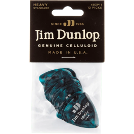 Dunlop Pack 12 Púas Genuine Celluloid Turquesa Perlado Heavy