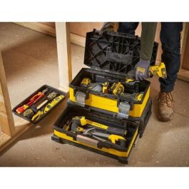 Stanley Caja de Herramientas Vacía con Cajón Amarillo 51cm - Bi-Material: Metal Galvanizado y Polipropileno - Mango Telescópico