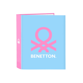 Carpeta de anillas Benetton Spring Rosa Azul cielo A4 27 x 33 x 6 cm