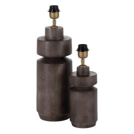 Base Lámpara Mesa Marrón Madera de Mango 12 X 12 X 25 cm