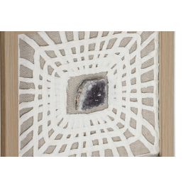 DKD Home Decor Cuadro Moderno Set de 4 Blanco Natural Cristal 22 x 22 cm