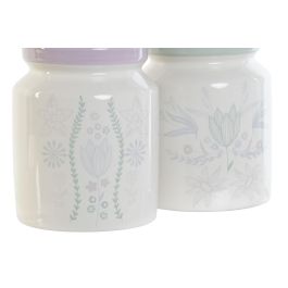 DKD Home Decor Bote Utensilios Scandi Verde Lila Dolomita, MDF, Metal Set de 5 Piezas (2 Unidades) 12 x 25 x 12 cm