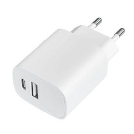 Leotec LECSPH20W2W Cargador de Pared 20W con USB-C PD 3.0 y USB-A. Carga Rápida Universal para Smartphone y Dispositivos.