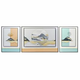 DKD Home Decor Cuadro Moderno Set 3 Piezas Montañas Turquesa Naranja Negro Blanco Aluminio MDF 200x70x3 cm Precio: 80.28108. SKU: S3028355