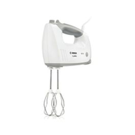 Bosch MFQ36400 Batidora de mano ErgoMixx 450 W con 5 velocidades, Turbo, 2 batidores y 2 ganchos amasadores de acero inoxidable Blanco/Gris
