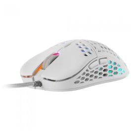 Mars Gaming MM55W Ratón Gaming Ligero RGB Óptico USB 12800 DPI Diseño Hive Blanco Para PC Consola