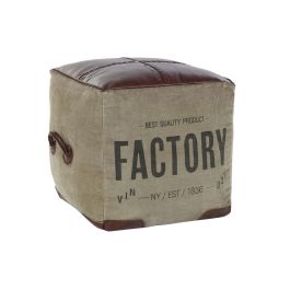 DKD Home Decor Reposapies Vintage de Piel y Poliester en Marron y Beige, con Altura de Asiento 40 cm y Dimensiones 40x40x46 cm Precio: 129.49999953. SKU: S3033118