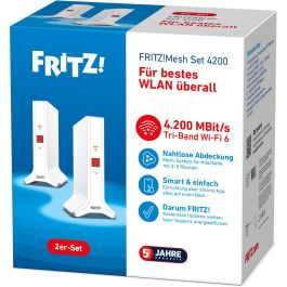 AVM Mesh Set 4200 2-PACK Wi-Fi 6E (802.11ax) Doble Banda 2.4 GHz / 5 GHz Repetidor de Red Rojo Blanco