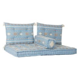 DKD Home Decor Sillón Azul Celeste 150x74x14 cm Set de 4 Algodón
