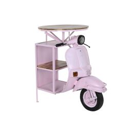 DKD Home Decor Mesa Shabby Pinki Rosa Palo de Hierro y Mango con 1 Estantería, Diseño Moto Scooter, 72x116x110 cm