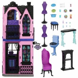 Monster High Jbf16 Hotel Buuutique de Monster High con 5 zonas de juegos y más de 13 accesorios, casa de muñecas