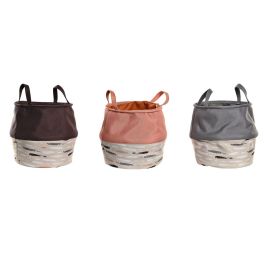 Cesta Ropa Basicos DKD Home Decor Gris Burdeos 28 x 30 x 28 cm (3 Unidades)