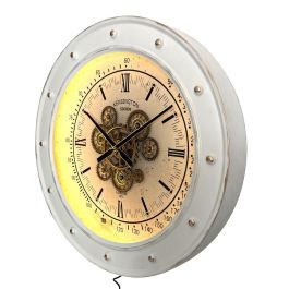 DKD Home Decor Reloj de Pared Loft de Metal Blanco 60x60cm. Funciona con 3 pilas AA.