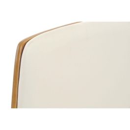 DKD Home Decor Silla de Oficina Colección White Office Moderna Ajustable Crema Marrón PU Nogal 52x58.5x98cm Cromada Altura Asiento 50cm