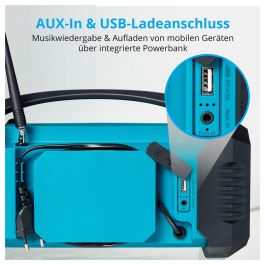 Medion MD 43320 Radio de Obra DAB+ Bluetooth 15W LCD Azul Negro