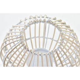DKD Home Decor Portavela Urban de Metal y Ratán Blanco Marrón 22 x 23 x 22 cm (4 Unidades)