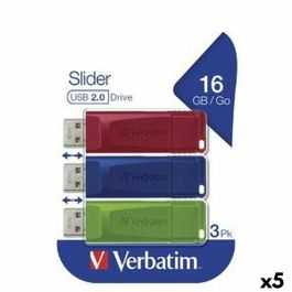 Memoria USB Verbatim SLIDER Multicolor 16 GB 3 Piezas (5 Unidades) Precio: 74.50000008. SKU: B1ACFDG8PR