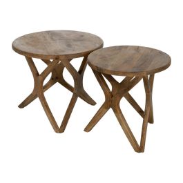 Mesita Miel Madera de Mango Decoración 50 X 50 X 50 cm