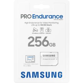 Samsung MB-MJ256KA/EU Tarjeta microSD PRO Endurance 256GB, 100/40 MB/s, U3 V30, 4K, p/ Vigilancia, CCTV y Cámara Coche, Adaptador SD