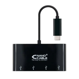 Nano Cable 10.16.4401-BK Hub USB Tipo-C a 4xUSB 3.0 Negro Plug and Play Precio: 14.49999991. SKU: S0223381