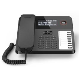 Gigaset DESK 600 Teléfono Fijo Analógico con Cable, 100 Entradas, Identificador de Llamadas, Pantalla LCD Retroiluminada, Negro