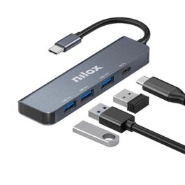 Nilox NXHUBUSBC04 Hub USB-C 4 Puertos - 3xUSB 3.0, 1xUSB-C, Hasta 5 Gbps