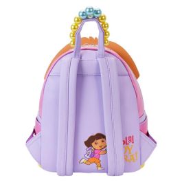 Loungefly Mini Mochila Dora la Exploradora de Piel Vegana Brillante con Apliques, Bordados y Detalles en Relieve