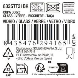 La Mediterranea Copa Zenya Transparente 360 ml - 9 cm diámetro x 16 cm alto (24 Unidades)