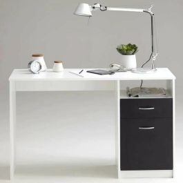 FMD FMD4029494113894 Escritorio JACKSON, Blanco con detalles negros, 123x76.5x50 cm, Fabricado en Alemania