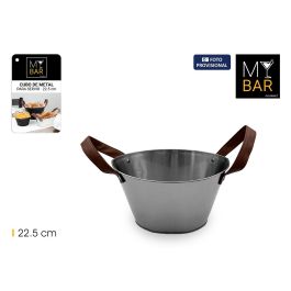 Inde Cubo de Metal Oval con Asa de Piel Gris 22.5 cm My Bar - 17 x 14 x 22.5 cm (12 Unidades) Precio: 25.4999998. SKU: B1KB5XK4HH