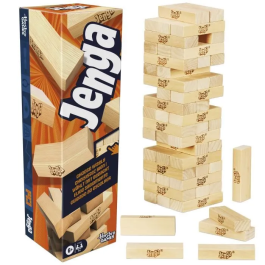 Hasbro Games Jenga G1499 Juego de Torre de Bloques Clásico con Desafíos de Aplicación para +6 Años