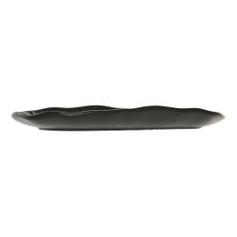 DKD Home Decor Bandeja Horeca Negra de Porcelana con Relieve, Apta para Microondas y Lavavajillas, 30x12.5x2 cm, Pack 6 Unidades
