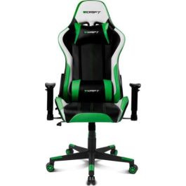 Drift Silla Gaming DR175 Universal, Asiento Acolchado, Reposabrazos Ajustables 2D, Respaldo Reclinable, Cojines Lumbar y Cervical, Negro/Verde/Blanco