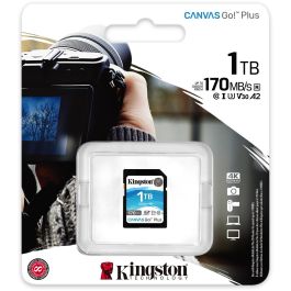 Kingston XC Canvas Go Plus C10 - Tarjeta SDXC 1TB, UHS-I U3 V30, Clase 10, 170 MB/s lectura, 90 MB/s escritura