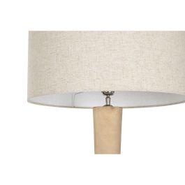 DKD Home Decor Lámpara de Pie Moderna con Pantalla de Algodón y Base de Madera de Mango, 50x172x50 cm, Bombilla E27 50W