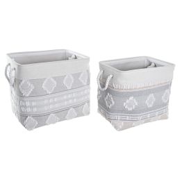 Cesta Boho DKD Home Decor Gris Blanco 35 x 40 x 45 cm Set de 2 Precio: 51.49999943. SKU: S3039168