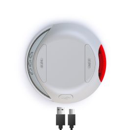 Flexi Sistema Led Para Correas Gris, con Luz Delantera y Trasera Roja, Fácil de Colocar con Velcro, Incluye Pilas, Compatible con Tallas S/M/L