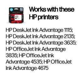 HP 652 Cartucho de Tinta Original Negro Ink Advantage, Diseñado para Resultados Confiables en Documentos Diarios y Fotos HP