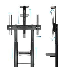 TooQ ZEUS Soporte de Suelo con Ruedas, Regulación de Altura, para Pantallas 60"-100", Negro - FS20400HM-B