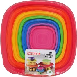 Set de 7 Fiambreras Apilables Cuadradas Privilege (12 Unidades)