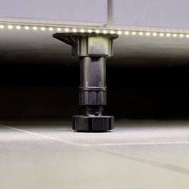 Emuca Lote de 10 kits de pies niveladores para mueble Bone, con base premontada, altura 150mm, regulable 148-165mm, Plástico, Negro