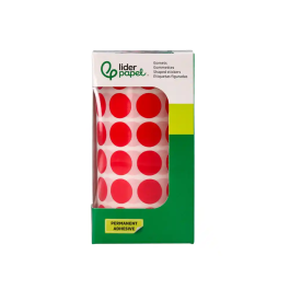 Liderpapel Gomets Circulares Autoadhesivos 15 mm Rojo Rollo de 2500 Unidades en Caja