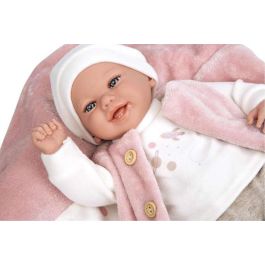 Muñecas Arias Muñeca Elegance Colin Rosa de 40 cm con Manta – Muñeco de Peso para Niños +3 Años
