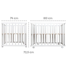 Roba Parque infantil plegable ROB4005317315423 - 75 x 100 cm - Altura regulable - Ruedas - Madera / Blanco