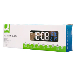 Q-connect Reloj Digital de Pared y Sobremesa con Temperatura, 2 Alarmas, LED y Medidas 230x35x70 mm