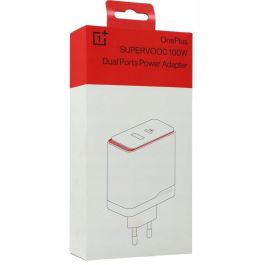 OnePlus Cargador Rápido 100W Duo USB-A y USB-C Blanco para Smartphone y Tablet Compatible con Carga SuperVooc