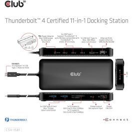 Club3D Docking Station Thunderbolt 4 11-en-1 para 2 Pantallas, USB, Ethernet, Lector SD, 140W Negro