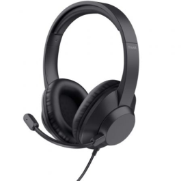 Trust 25460 Auriculares Ayda Max circumaurales con Micrófono y Jack 3.5 mm, almohadillas suaves, diadema acolchada, Negros